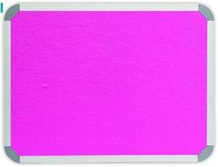 600 x 450mm Aluminium Frame Felt Info Board - Pink 