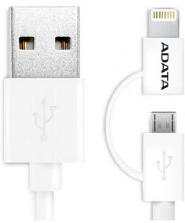 2-in-1 USB To Micro-USB and Lightning  1m Charge & Sync Cable - White 