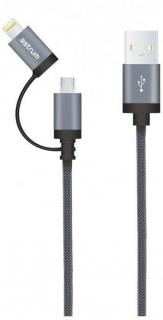 AC330 2-in-1 USB To Micro-USB and Lightning 1.2m Charge & Sync Cable - Grey 