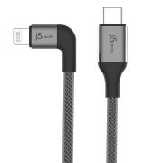 JALC15 USB-C to Right-Angled Lightning 1.2m Charge & Sync Cable - Black
