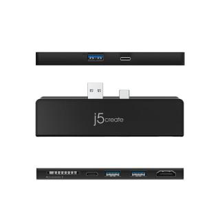 JCD324B 7-in-1 Ultra Drive Mini Dock Multi-Port Hub For Surface Pro 7 - Black 