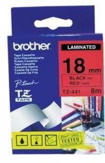 Laminated 8m x 18mm Tape - Black on Red 