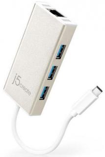 JCH471 USB Type C to Gigabit Ethernet & 3 Port USB 3.0 Adapter 