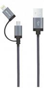 AC330 2-in-1 USB To Micro-USB and Lightning 1.2m Charge & Sync Cable - Grey