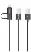 AC320 2-in-1 USB To Micro-USB and Lightning 1.2m Charge & Sync Cable - Black