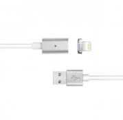 Magnetic USB to Micro USB / 8pin Lightning 1m Charge & Sync Cable - Silver / White