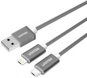 Y-C4023 2 in 1 USB to Micro & Lightning  1.5m Charge & Sync Cable - Grey