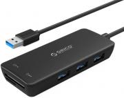 3 Port USB3.0 Hub With TF and SD Card Reader Black