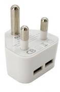 2 x USB 3-Prong Wall Charger - White