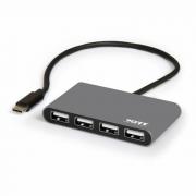 Type-C to USB2.0 4 Port Hub - Black