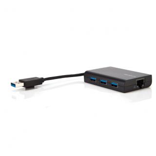 3-Port USB 3.0 Hub With Gigabit Ethernet - Black 