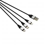 1.2m 3in1 USB to Micro USB/Type-C/Lightning Cable - Black