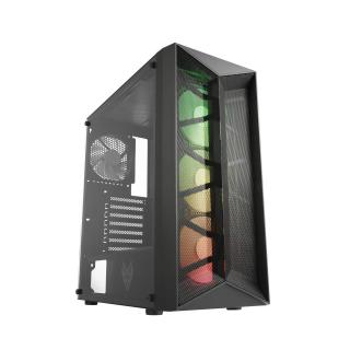 CMT211 Tempered Glass Mid Tower Chassis - Black 