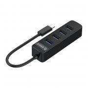 USB Type C to 4x USB3.0 Hub - Black