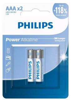 Power Alkaline LR03P2B 2x AAA Batteries - (Blister) 