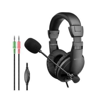 HS125 Dual 3.5mm stereo Headset With Flex Mic- Black 