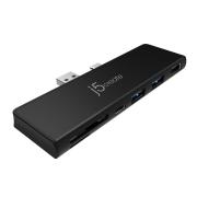 JCD324B 7-in-1 Ultra Drive Mini Dock Multi-Port Hub For Surface Pro 7 - Black