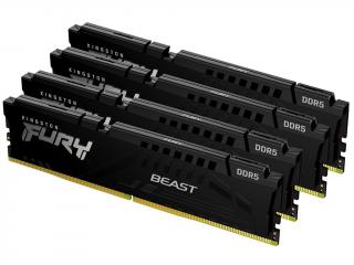 Fury Beast Black 4 x 16GB 5200MHz DDR5 Desktop Memory Kit - Black (KF552C40BBK4-64) 