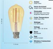 CC-L2001-6 Smart Vintage WiFi 5W Bulb LED Amber/Warm White(Pin/Bayonet)