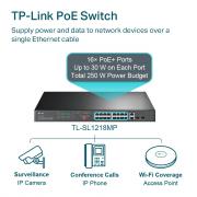 TL-SL1218MP 16-Port 10/100 Mbps + 2-Port Gigabit PoE Rackmount Unmanaged Switch with 2 x Combo SFP Ports