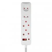 4 Way Medium Surge Protected Multiplug 0.5M Braided Cord White