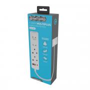 4 Way Medium Surge Protected Multiplug 0.5M Braided Cord White