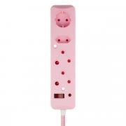 4 Way Medium Surge Protected Multiplug 0.5M Braided Cord Pink