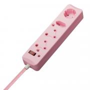 4 Way Medium Surge Protected Multiplug 0.5M Braided Cord Pink