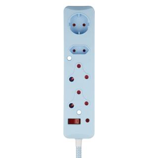 4 Way Medium Surge Protected Multiplug 0.5M Braided Cord Blue 