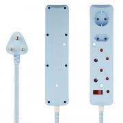 4 Way Medium Surge Protected Multiplug 0.5M Braided Cord Blue