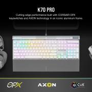 K70 Pro RGB White Optical-Mechanical Gaming Keyboard with PBT Double Shot Pro Keycaps - OPX Switch