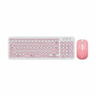 A2000 Wireless Keyboard Mouse Combo - White & Peach 