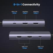 15852 USB-C 6-in-1 Docking Station - Metallic Grey