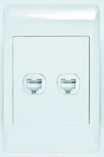 Double CAT6 Socket Outlet 2x4 C/W  Cover Plate - White 