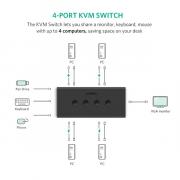 4-In 1-Out USB VGA KVM Switch - Black