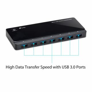 UH720 USB 3.0 7-Port Hub with 2 Charging Ports - Black 