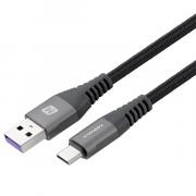 EliteLink USB-C to USB-A 5A Triple Braided Cable 1.2m - Space Grey