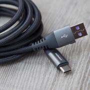 EliteLink USB-C to USB-A 5A Triple Braided Cable 1.2m - Space Grey