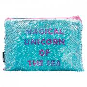 Sequin Narwhale Pencil Case - Pink