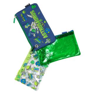 3 Piece Pencil Case Set - Astrosaurus Green 