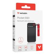 1TB M.2 USB 3.2 External Pocket Solid State Drive with Keyring and Cable attachment - Black/Red