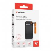 1TB M.2 USB 3.2 External Pocket Solid State Drive with Keyring and Cable attachment - Black/Orange