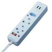 4 Way Medium Surge Protected 0.5M Braided Cord Multiplug - Blue